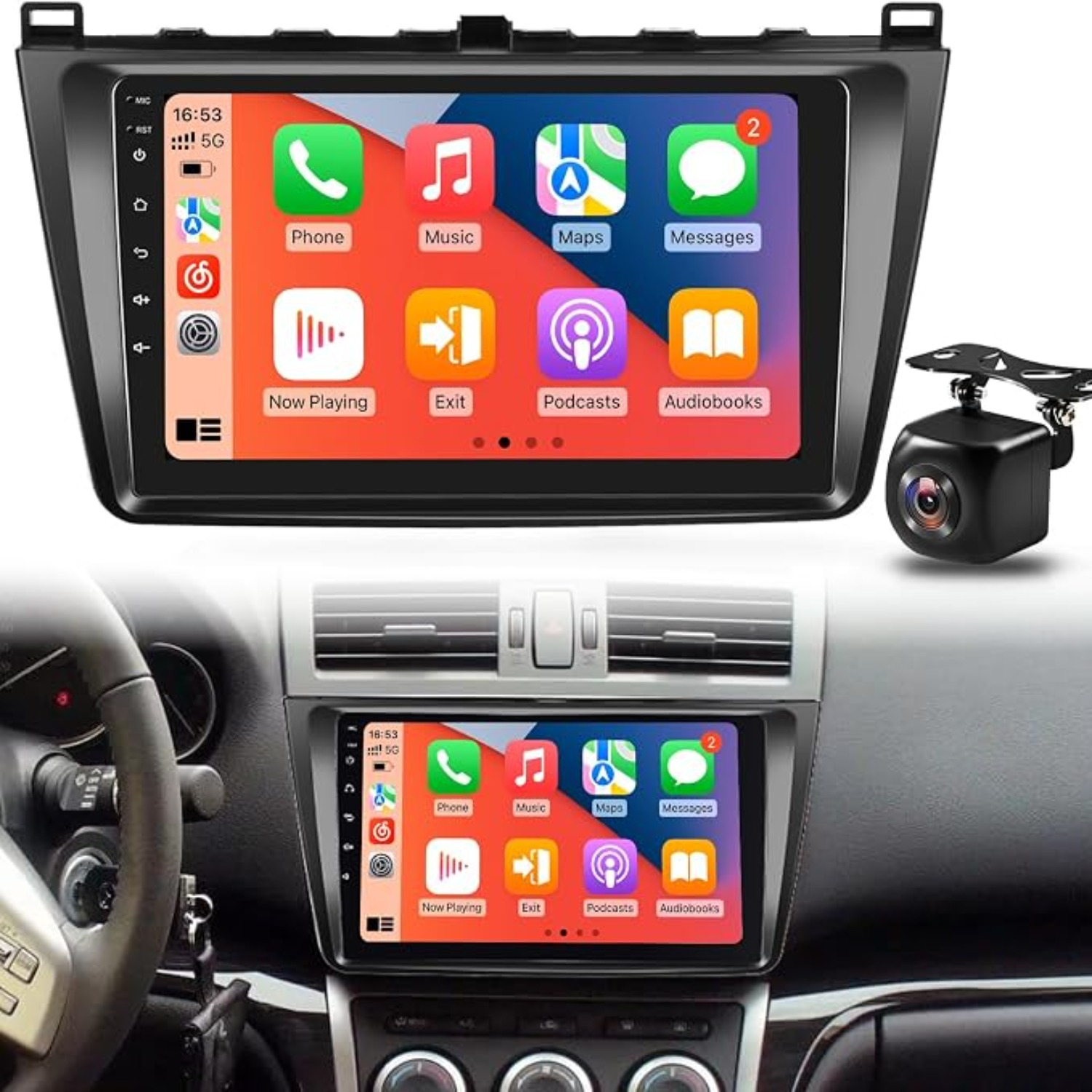 15 Car Stereo For 6 (ruiyi) 2007-2012, 9 Inch Hd Ips Touch Screen Radio, & Auto, 2gb+64gb, Gps Navigation, Wifi, Dsp Hifi Audio, Steering Wheel Control, Support Ahd Backup Camera & Reverse Assistance