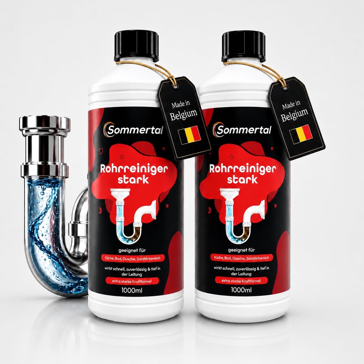 Extra Strong Pipe Cleaner For Clogs And Odors | 1000 Ml Rohrfrei Concentrate Ph 14 | Drain Cleaner For Bathroom, Kitchen, Shower & Plumbing | Pvc Safe