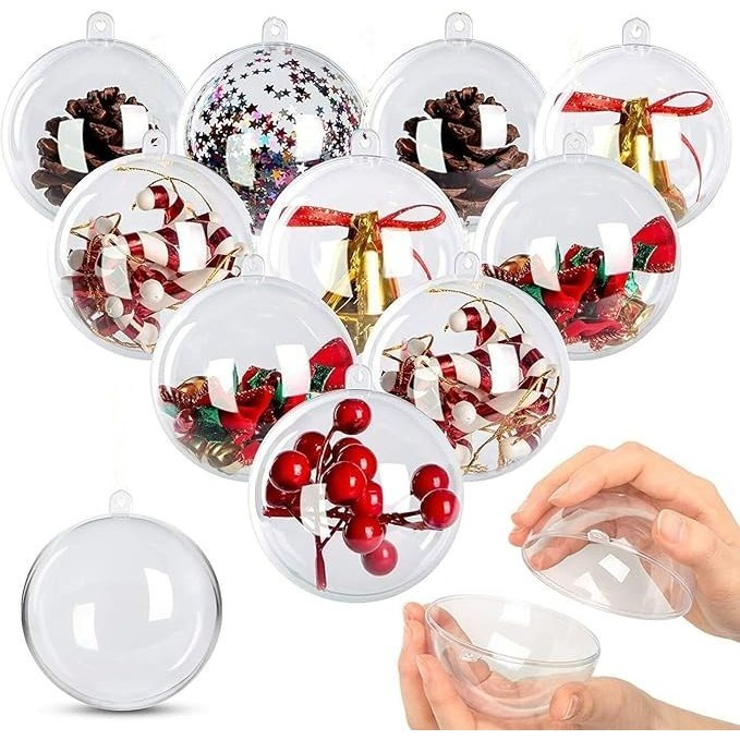 Image of 20-piece Transparent Acrylic Ball Set, Christmas Tree Ornaments, Christmas Baubles, Clear Acrylic Balls, Seasonal Decoration Gift, Christmas Tree Decor, Party (8cm)