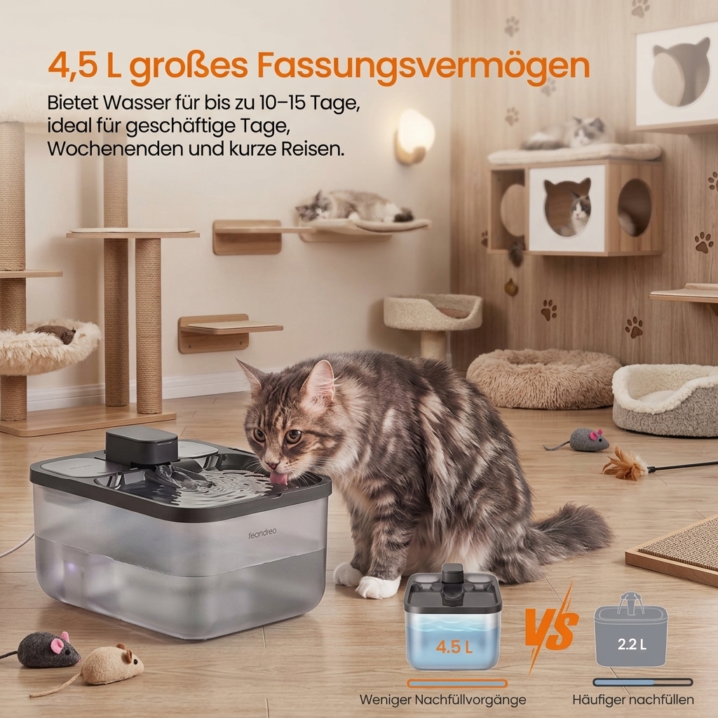Image of Cat Fountain With Filters And Sponge, 4.5 L Drinking Fountain For Cats, Quiet Pet Fountain With Filters And Sponge, Water Level, Pet Supplies.