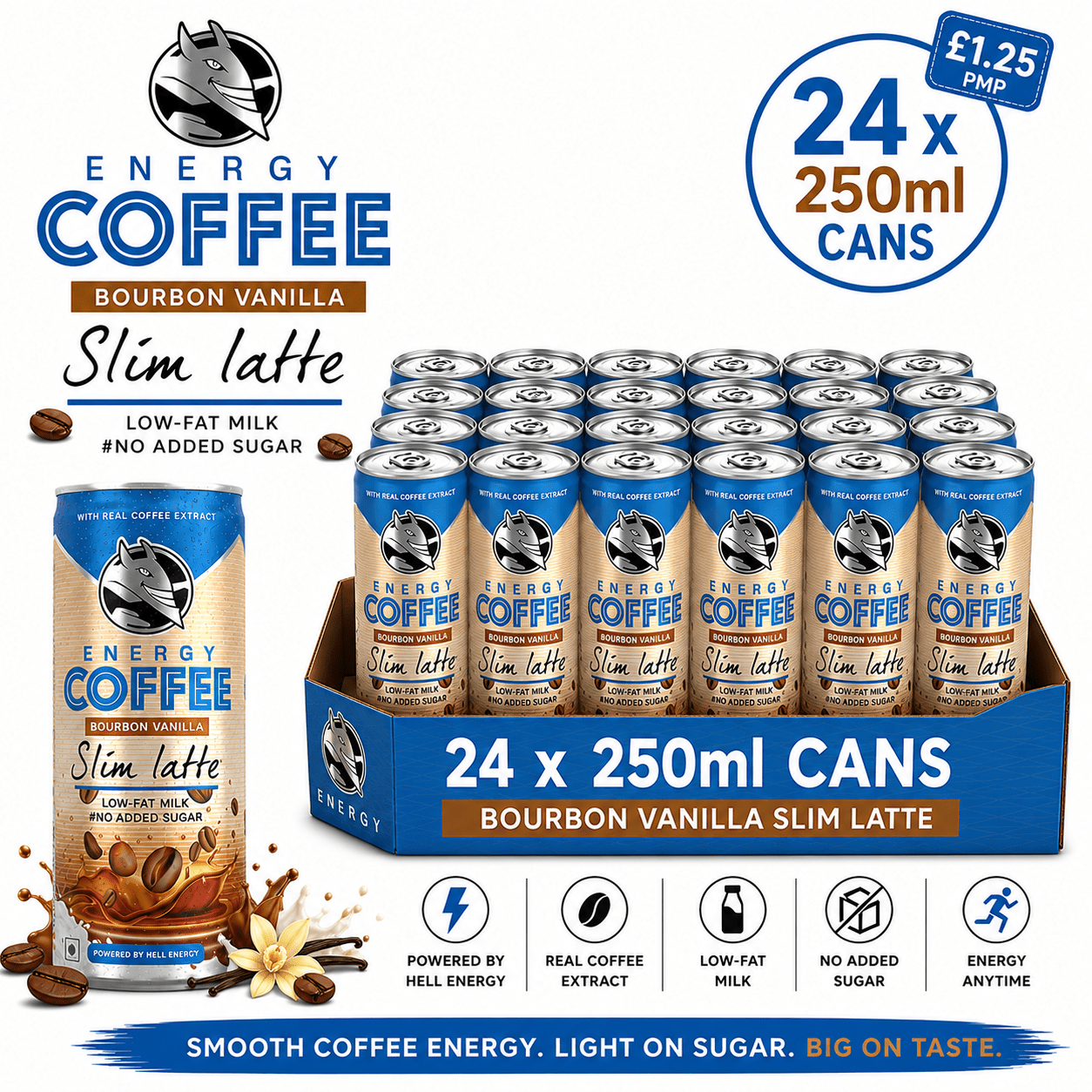 TEMU Hell Energy Coffee Slim Vanilla Latte - 24x250ml