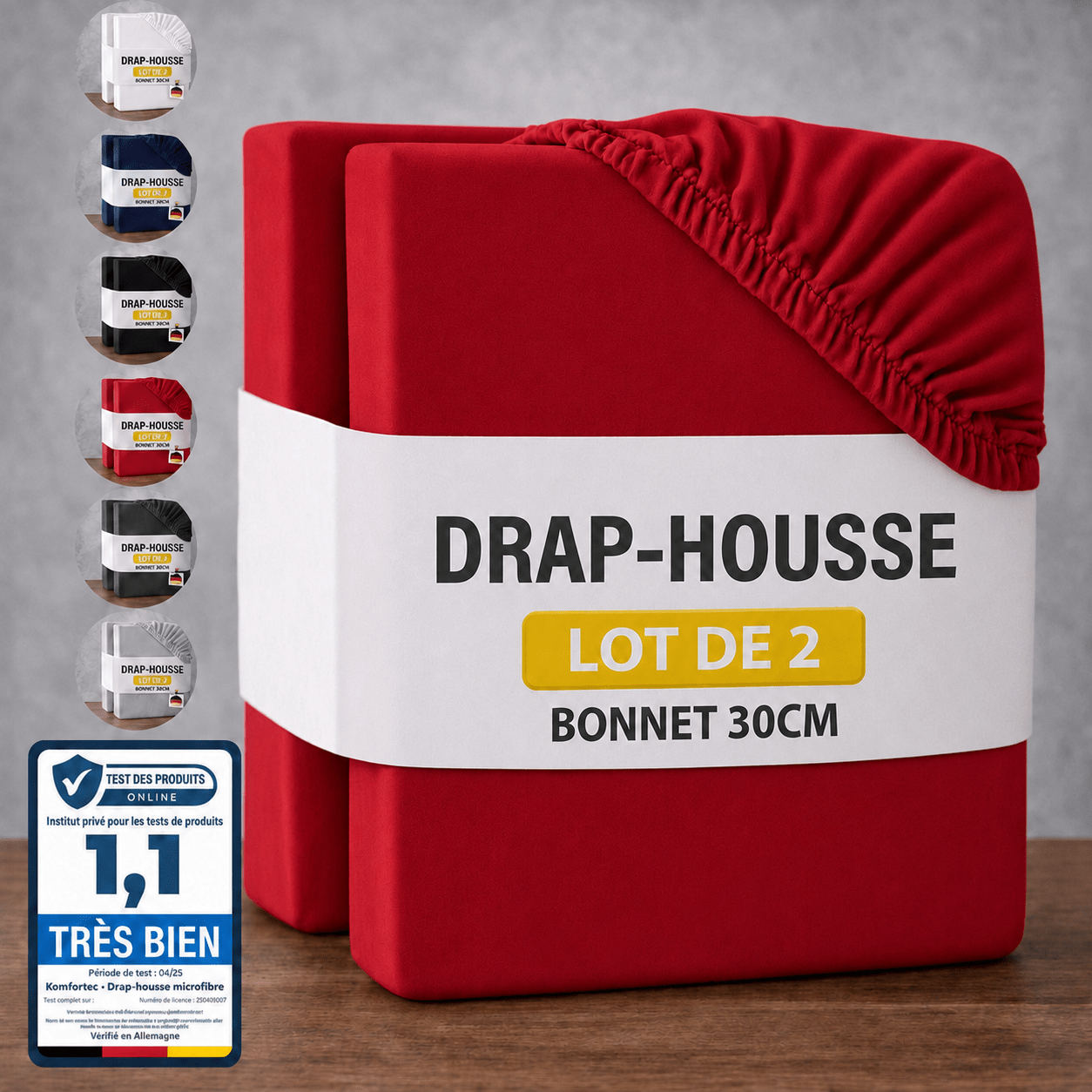 TEMU Lot de 2 draps-housses extensibles en 100% microfibre (90 G/M²) avec élastique intégral en caoutchouc