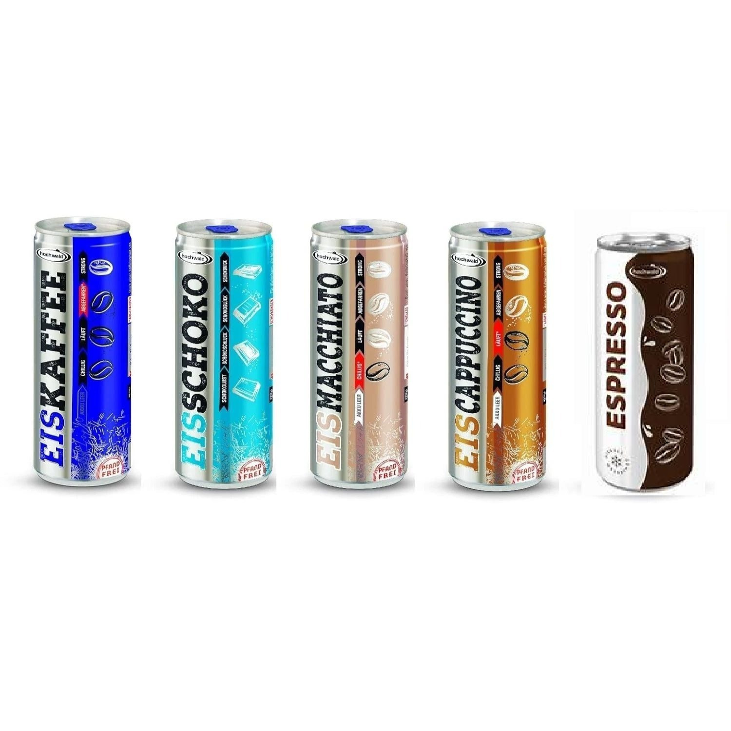 24 Cans Of Hochwald Ice Cream - Chocolate Coffee Espresso Macchiato Cappuccino At 250ml Disposable