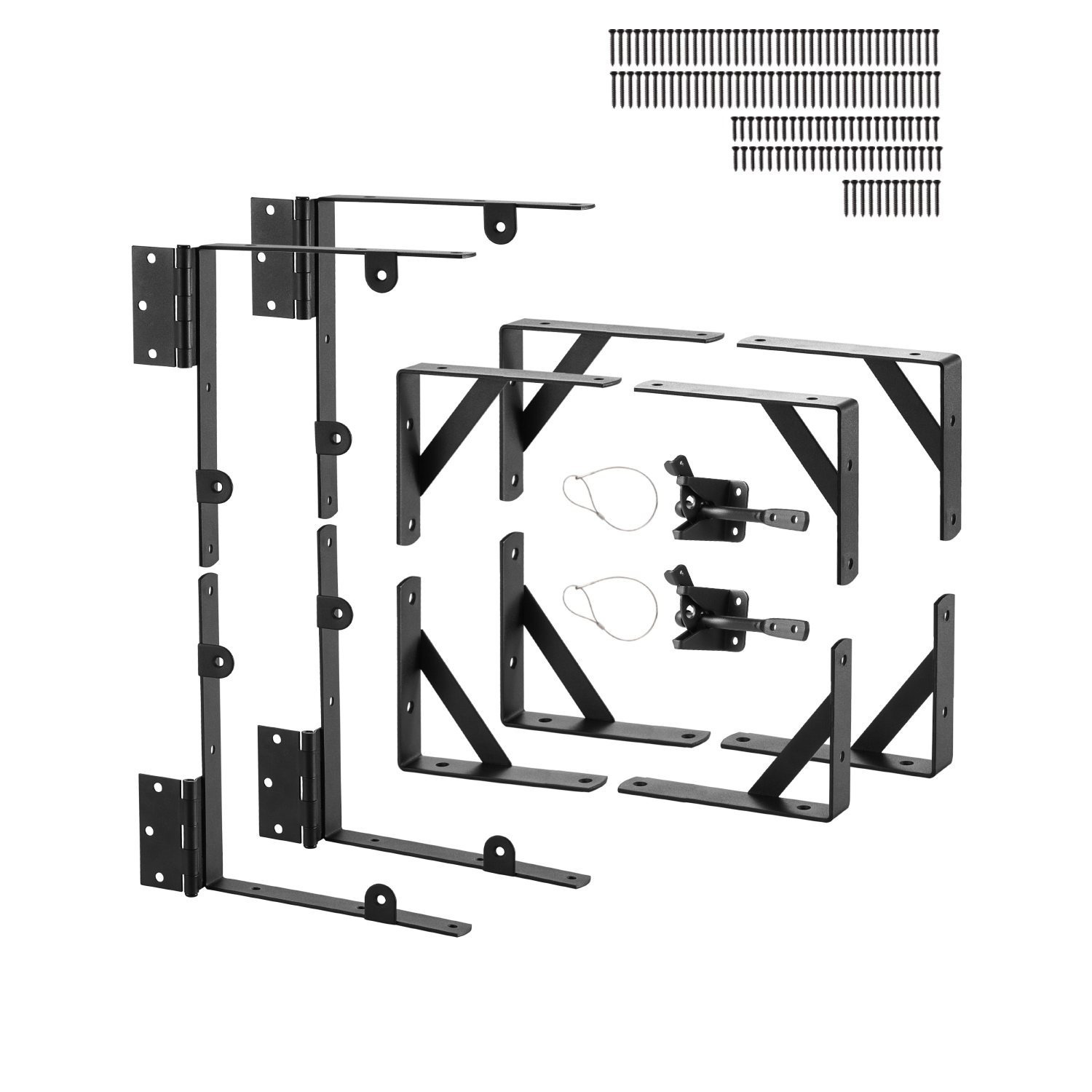 Image of Gate Corner Brace Bracket, 2 Sets, Anti Sag Gate Frame Hardware Kit, Gate Bracket With Latch Lock, Screws, For Shed Doors, Corral Gates, Driveway Gates, Wood Windows, Iron, Black