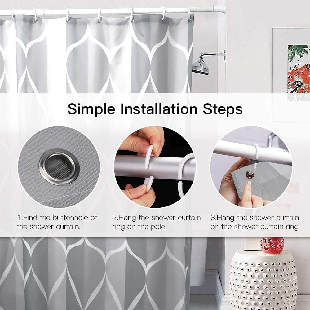 Orga Polyester Shower Curtain and Carpet Set (4 Pieces)