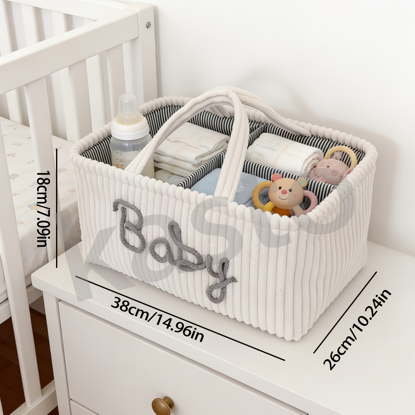 Vintage Brown Diaper Storage Basket with Comfortable Handle Design