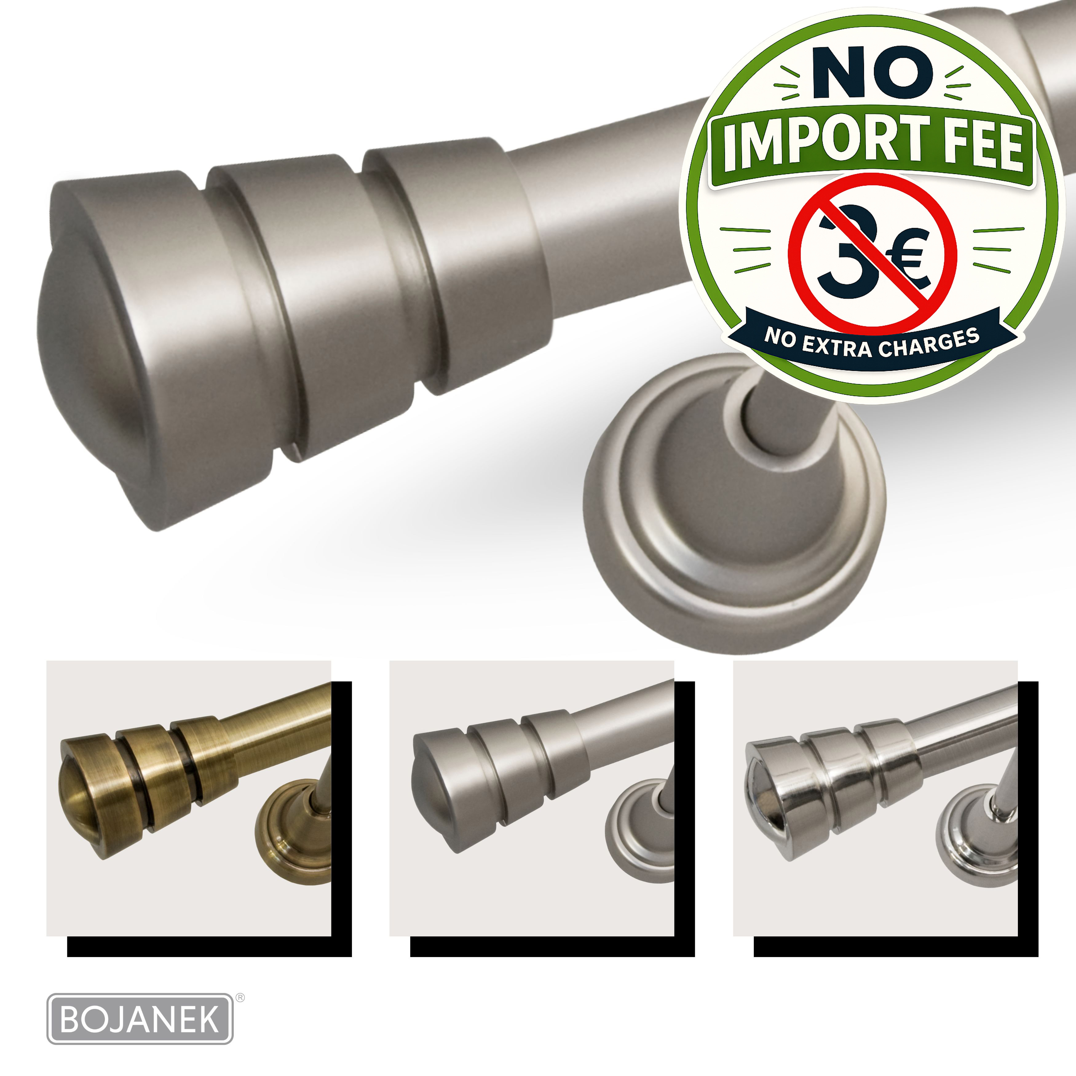 TEMU Barra de cortina de metal de pared – – , 8 longitudes (120 - 600 cm) – barra de cortina fuerte, ajustable y duradera para sala, dormitorio,