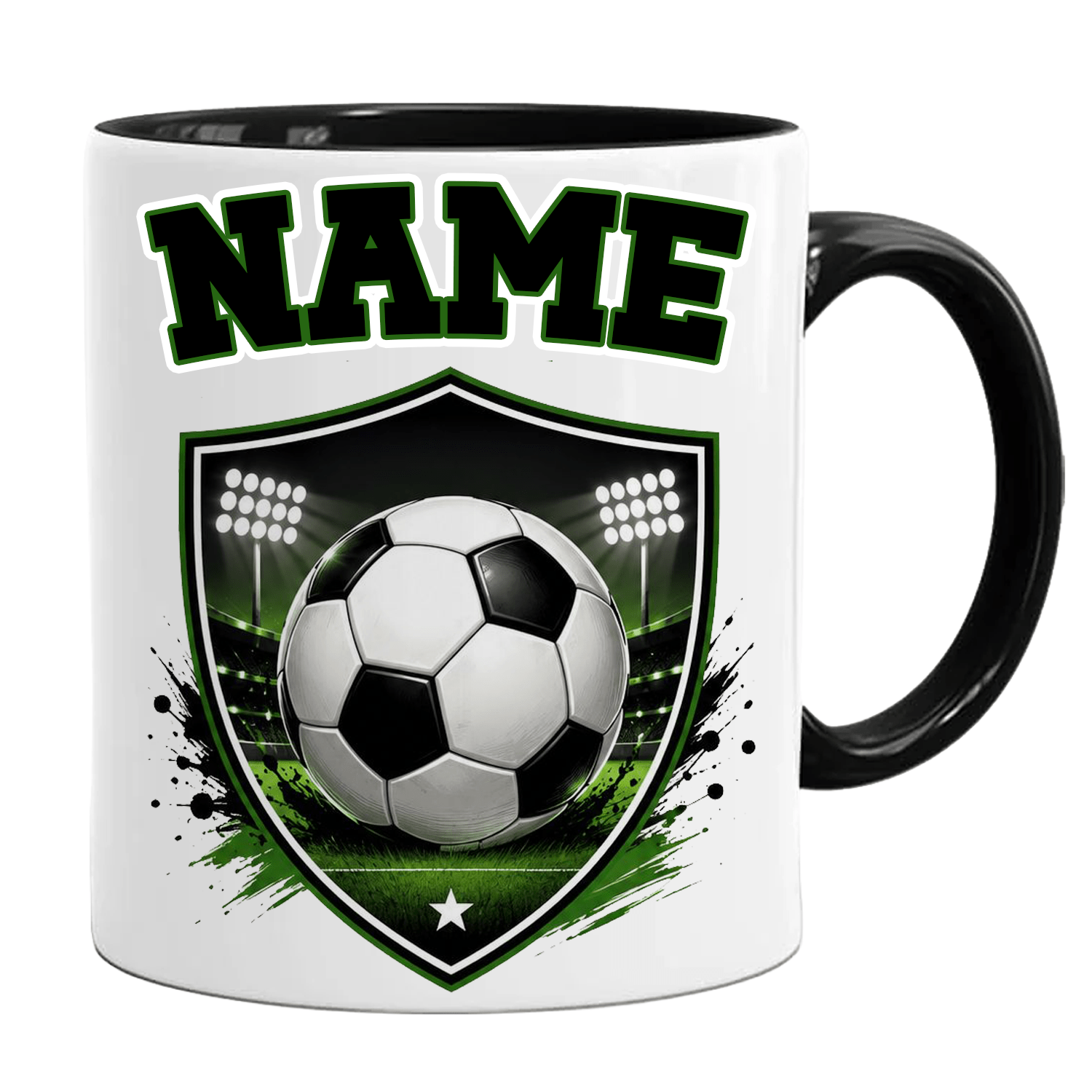 TEMU Personalised Name Ceramic White Coffee Mug Football Soccer Graphic Drinkware 2 Tone Cup Art Design Present For Boys Men