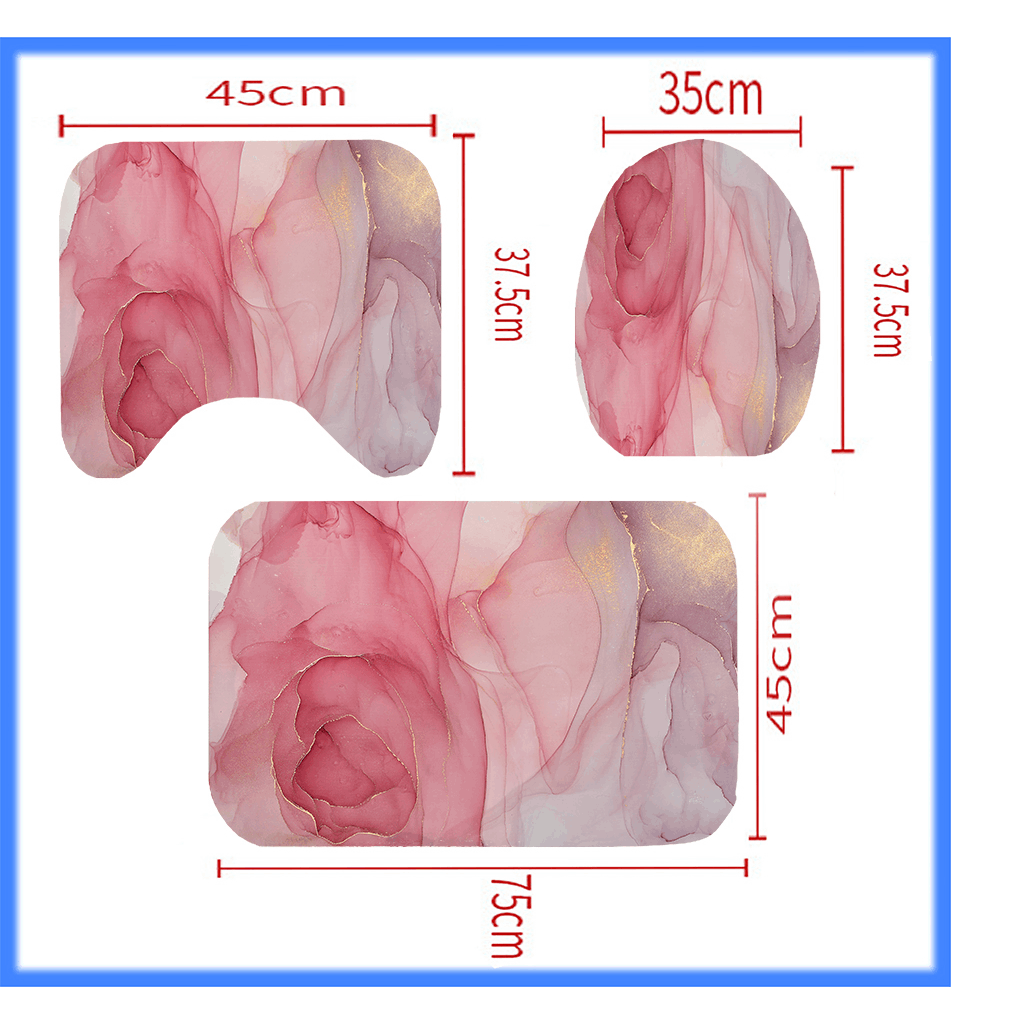 4pcs ORGA Marble Pink Bath Shower Curtains & Mat Set