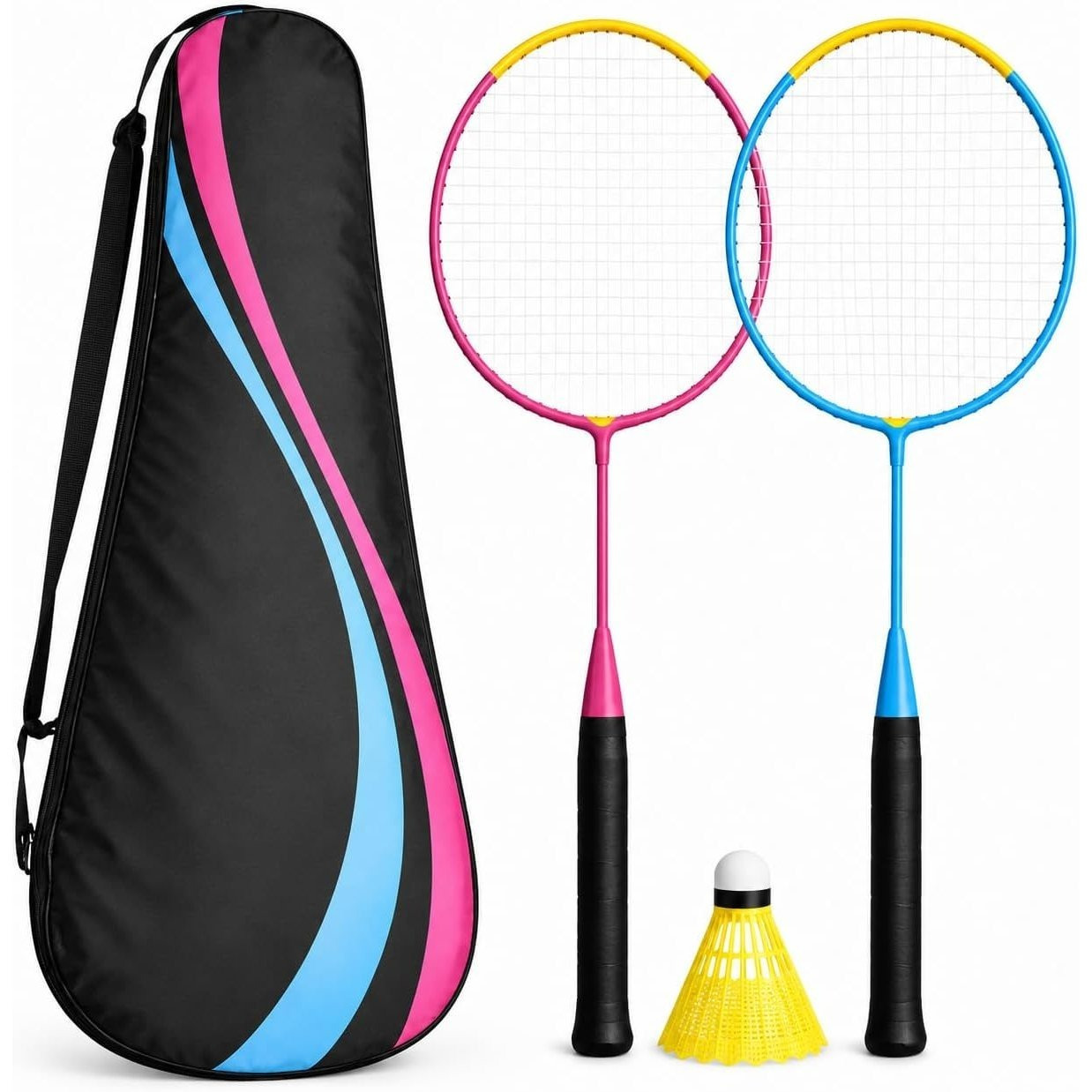 Image of Tk Badminton Set 2 Rackets - Adults & Children With Badminton Ball & Racket Bag – Leisure Set For Garden & Beach