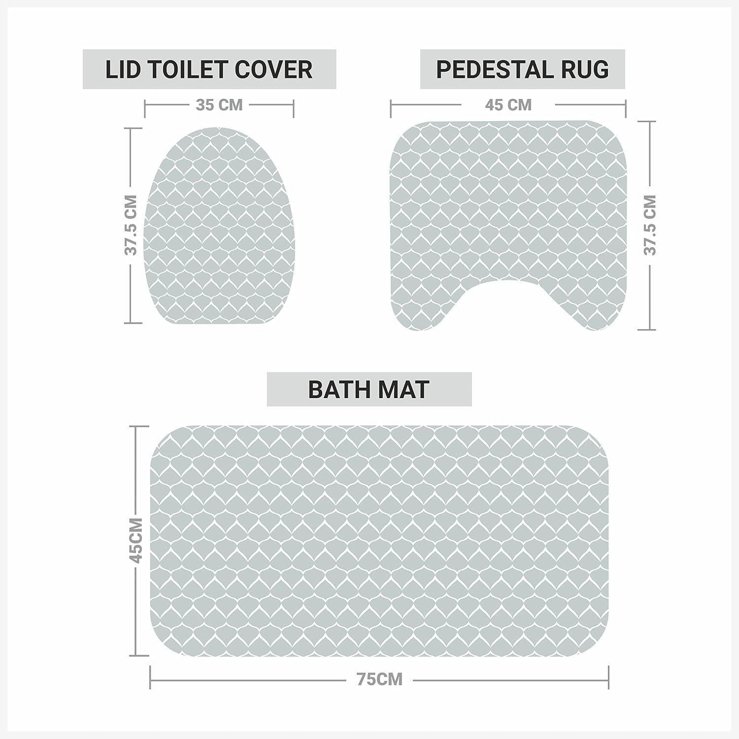 Orga Polyester Shower Curtain and Carpet Set (4 Pieces)