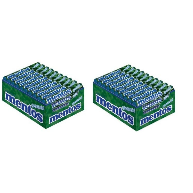 Image of 80 Rolls Of Mentos Spearmint 38g With Natural Colorants And Flavors. Gluten- And Lactose-free. (2 Boxes)