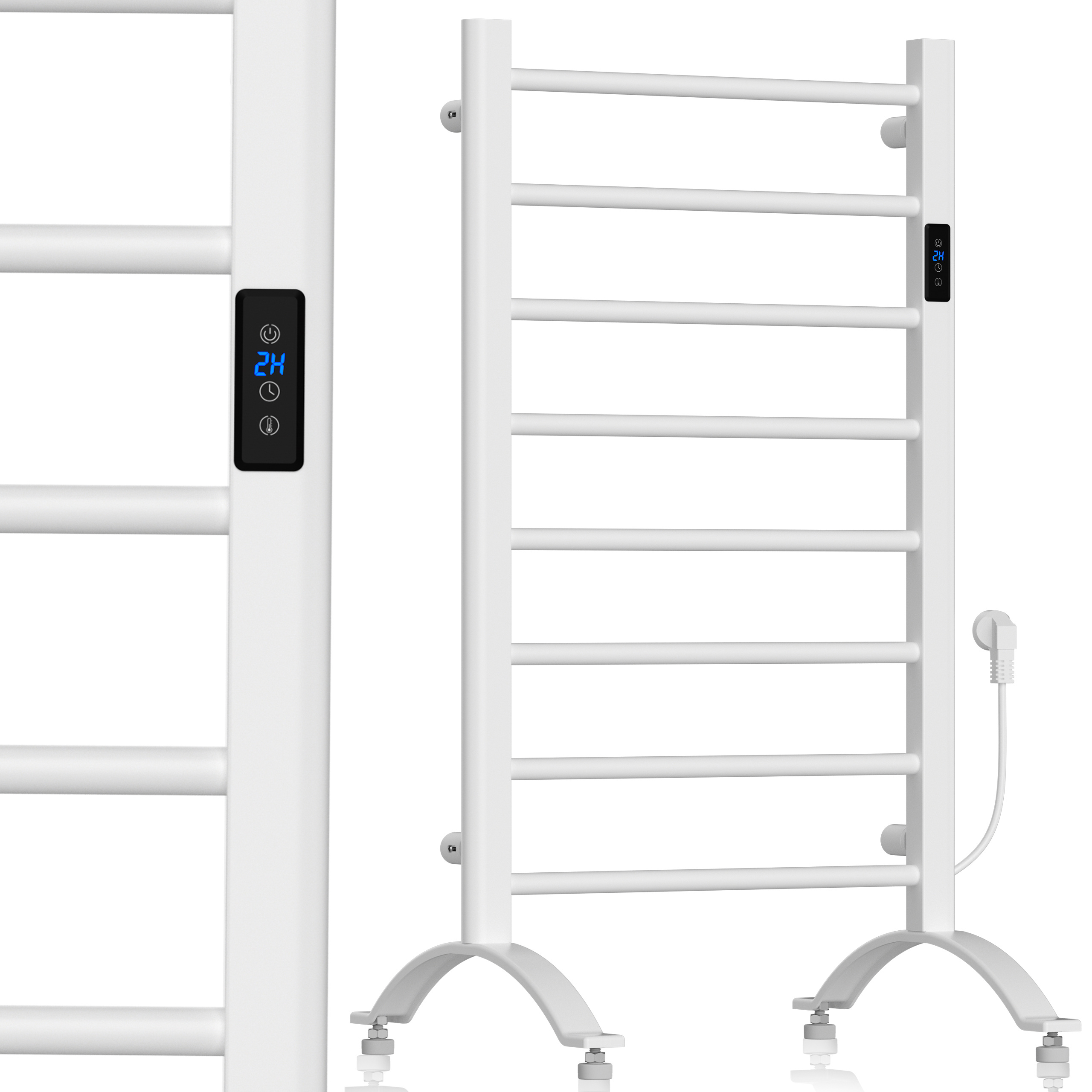 Image of Electric Bathroom Heater Ladder Wall-mounted Freestanding Thermostat 200w Maltec Bh200w-wh