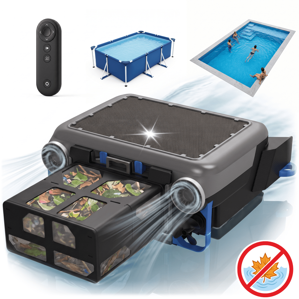 Ihunt Robo Skimmer Solar Pool Robot For Cleaning, Automatic Leaf And Floating Collection, Quick Installation, Tablet Compartment, Wireless, Solar And Plug Charging, Long , Remote Control, Waterproof