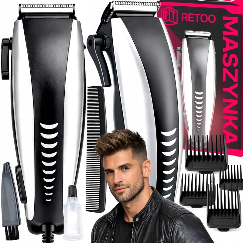 TEMU Haarschneider Retoo Techpro Trimmer für Bart 4In1, mit Aufsätzen, Trimmer für Haare, Professionelles Schneiden, Leistung 220-240V, 12W Leistung,