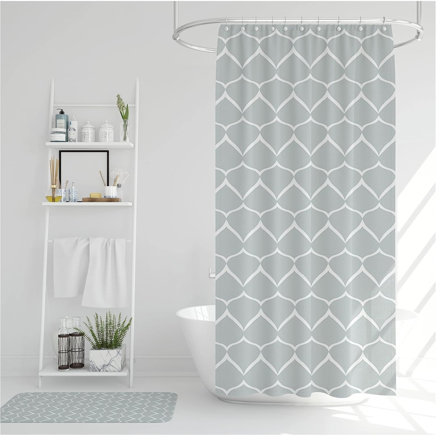 Orga Polyester Shower Curtain and Carpet Set (4 Pieces)