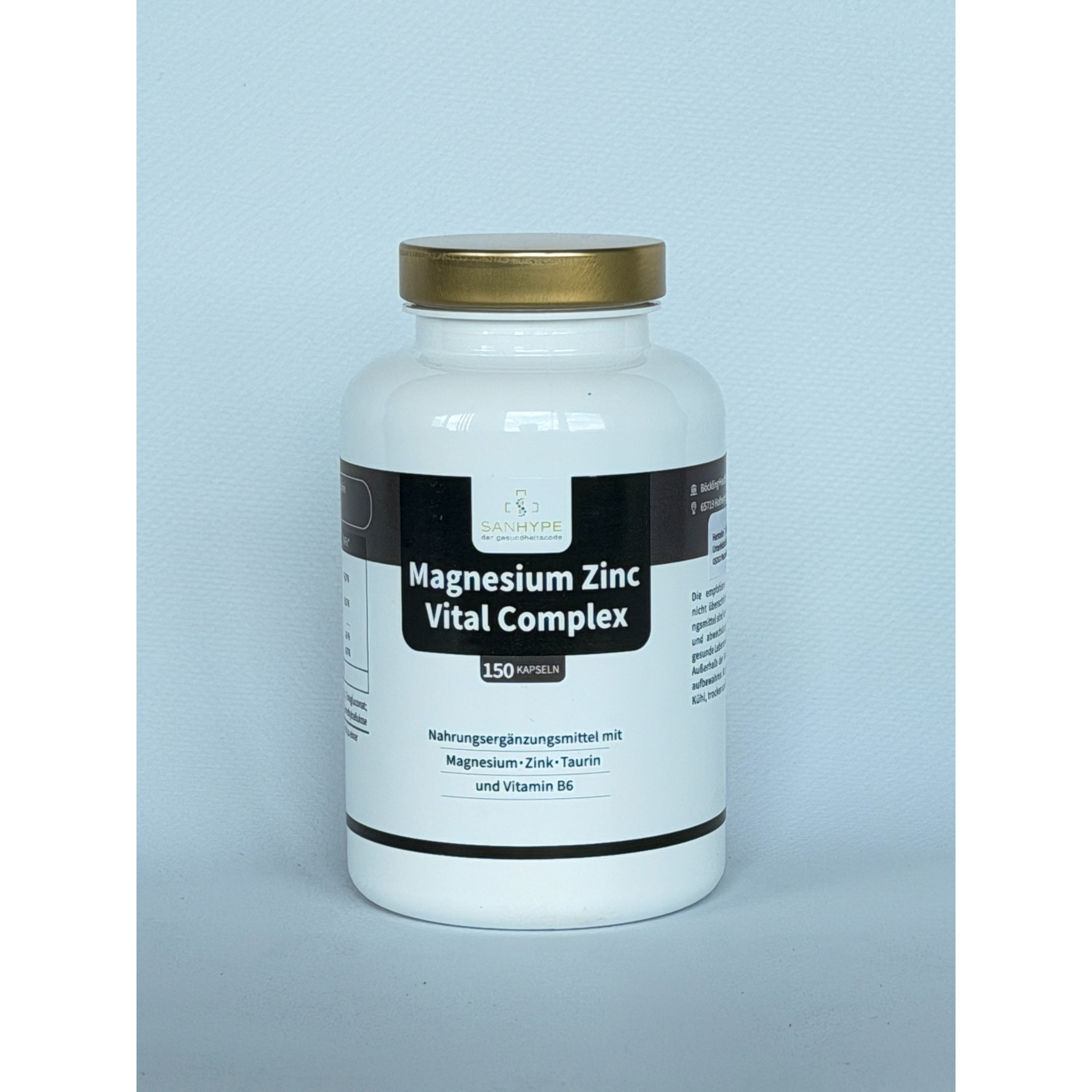 Image of Magnesium-zinc Complex, 150 Capsules - Selected Combination Of Magnesium Bisglycinate, Tri-magnesium Dicitrate, Zinc, Taurine, And Vitamin B6 As Pyridoxal-5'-phosphate - Only 1 Capsule Daily