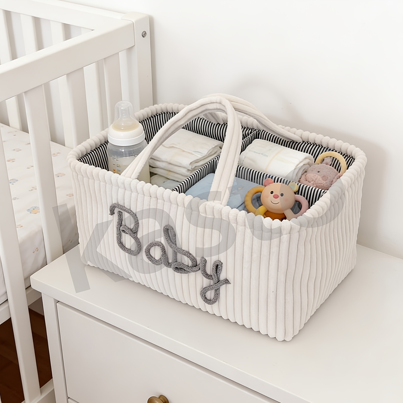 Vintage Brown Diaper Storage Basket with Comfortable Handle Design