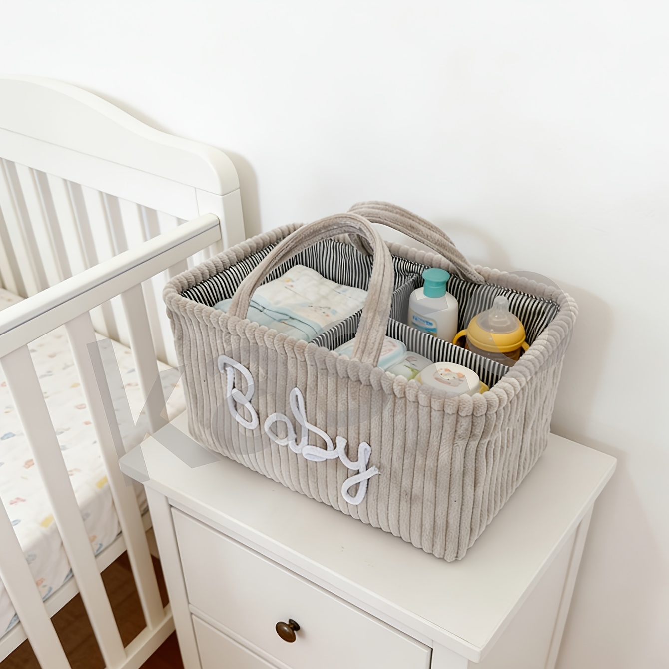 Vintage Brown Diaper Storage Basket with Comfortable Handle Design