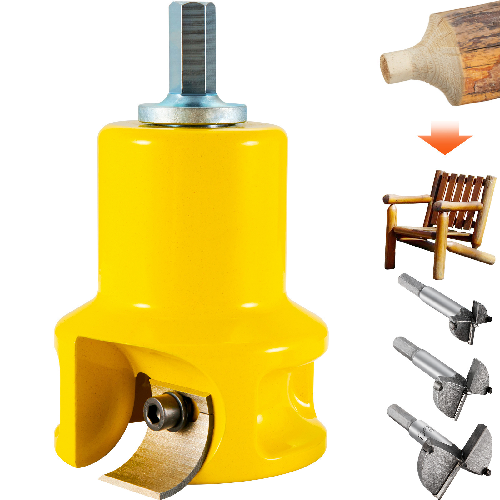 Image of Vevor Tenon Cutter, 1.5" / 38 Mm Diameter, Premium Aluminum & Furniture Cutter, With Dual Curved & Button Screws Home , Commercial Woodworking Tool For Home Beginner Diy
