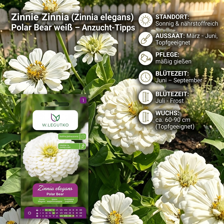W.legutko Dahlia "polar Bear" ( Elegans) – White Flower Seeds For Garden & Bed