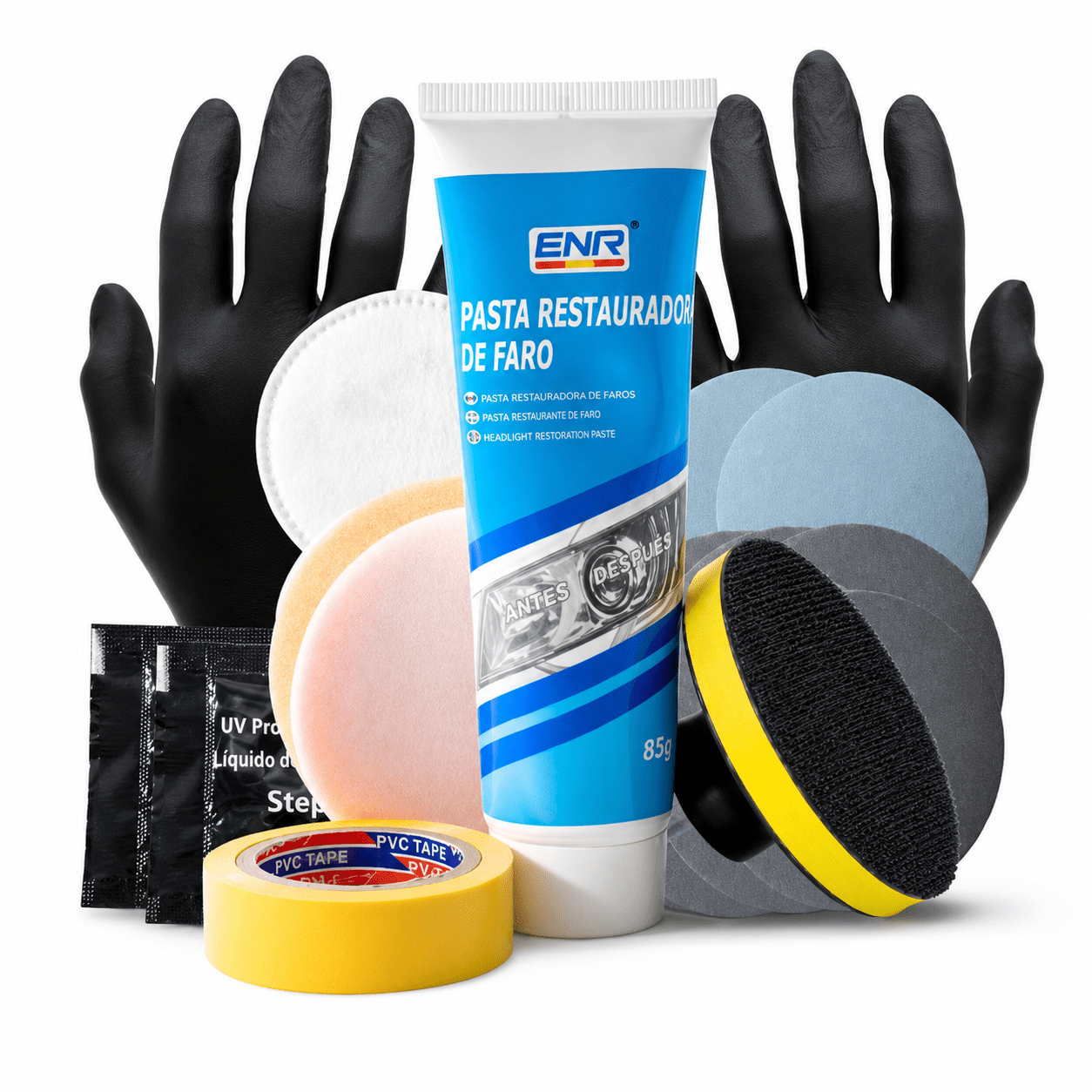 TEMU Kit de restauración de faros de coche | rápido, el amarillamiento y la opacidad | Con protector, la oxidación
