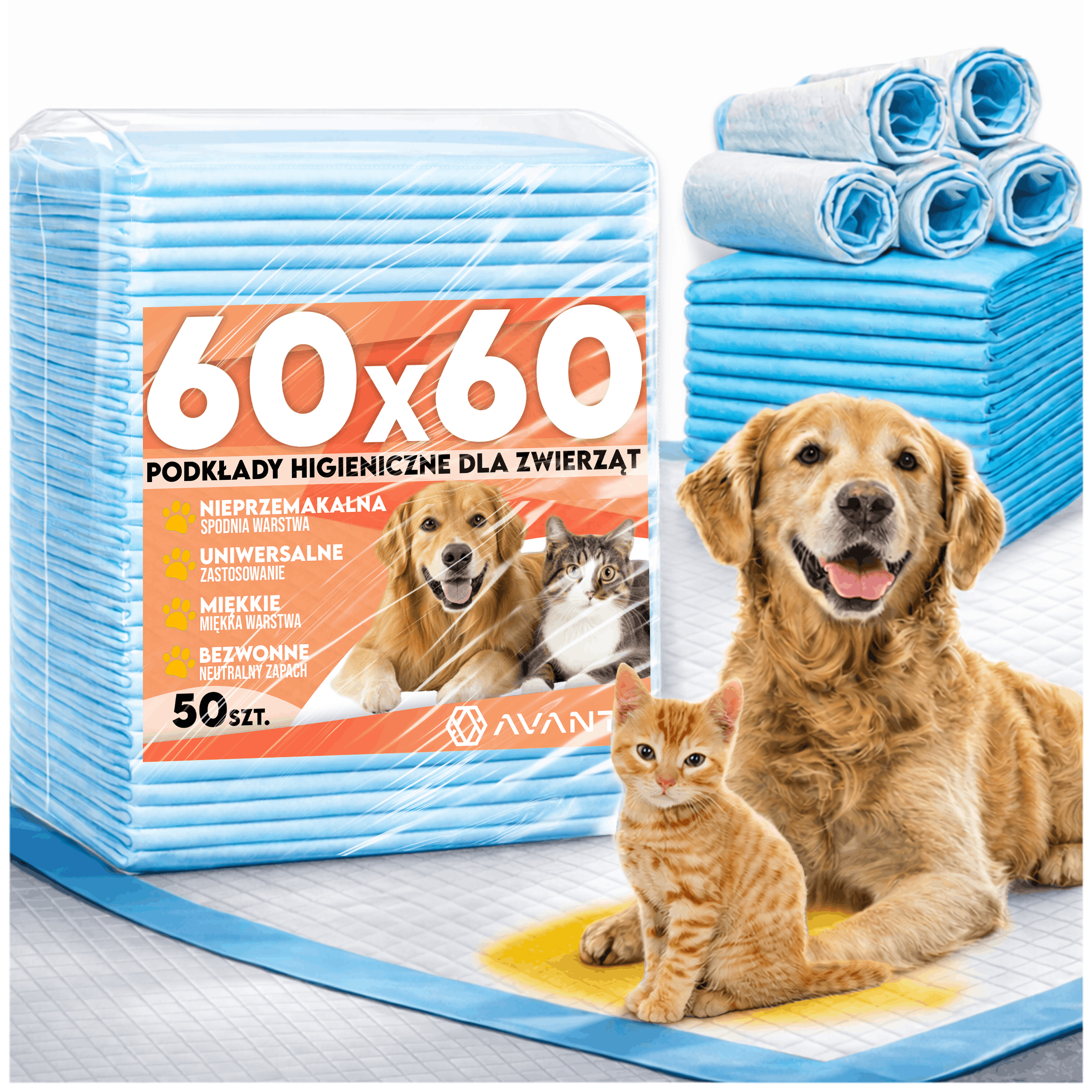 A Set Of 50 Absorbent Hygiene Pads For Dogs And Cats, 60x60 Cm In Size, Ideal For Potty Training, Wrapping Or For Animals, With A Waterproof Bottom Layer, Neutralizing Odors, Absorption And .