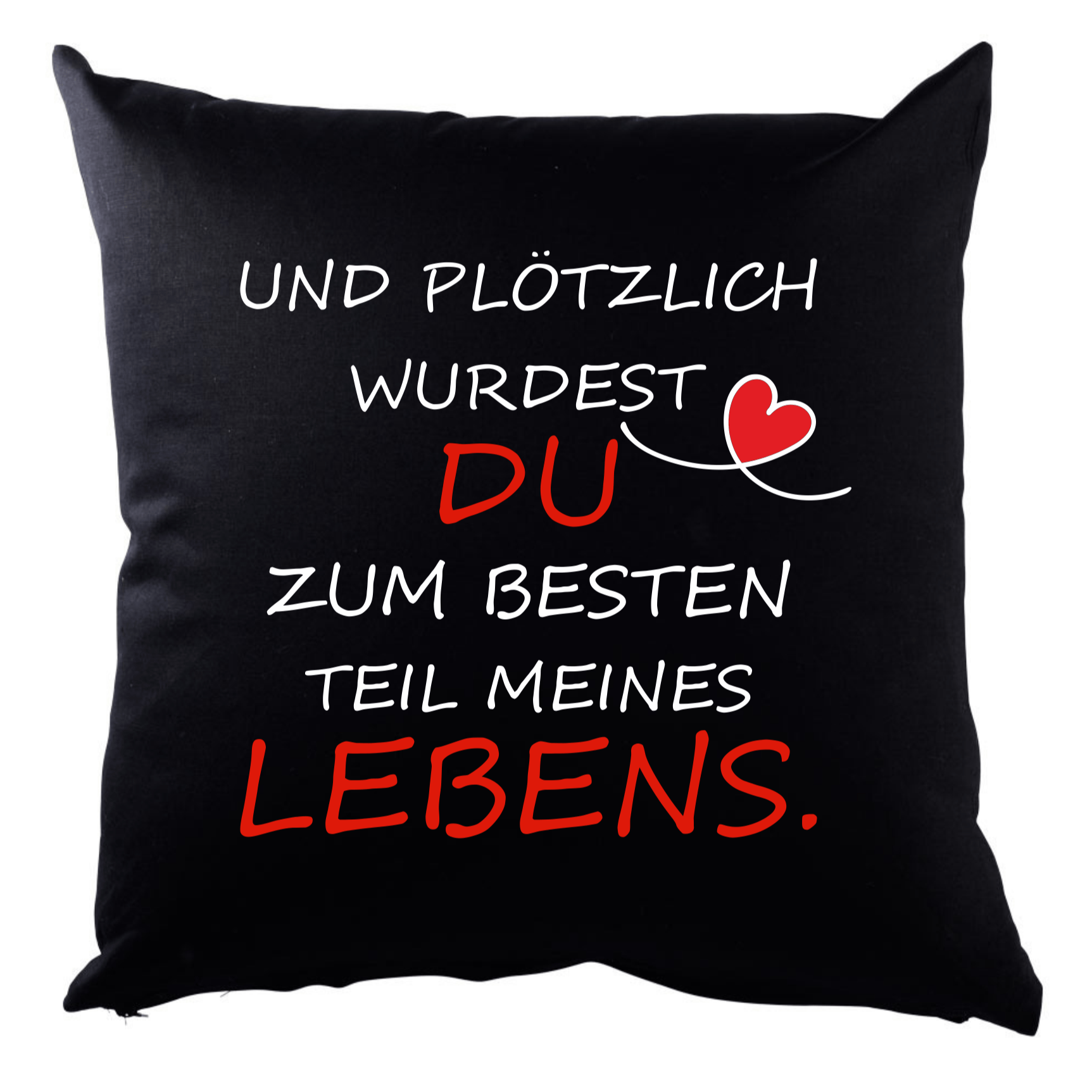 Image of Throw Pillow Cover, Decorative Pillow, Cover, With Print - "and Suddenly You Of My Life" - Sofa Pillow Decorative Pillow Cover Black 37 X 37 Cm Gift, Valentine's Day, Printed, Without Filling.