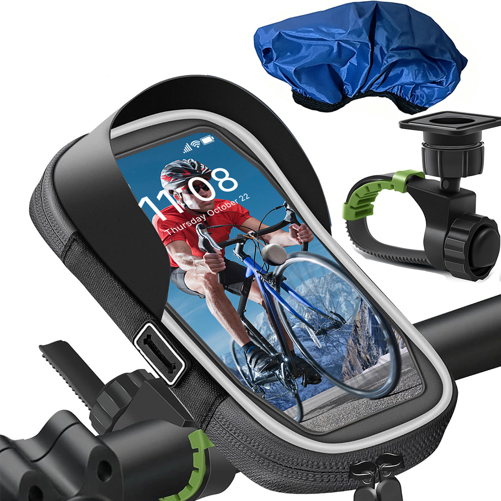 Image of Bike Phone Mount For Bicycle, Motorcycle - 360° Rotatable Bike Handlebar Holder, Handlebar Bag Accessory For E-bike, Compatible With 4.7-6.5 Inch Smartphones