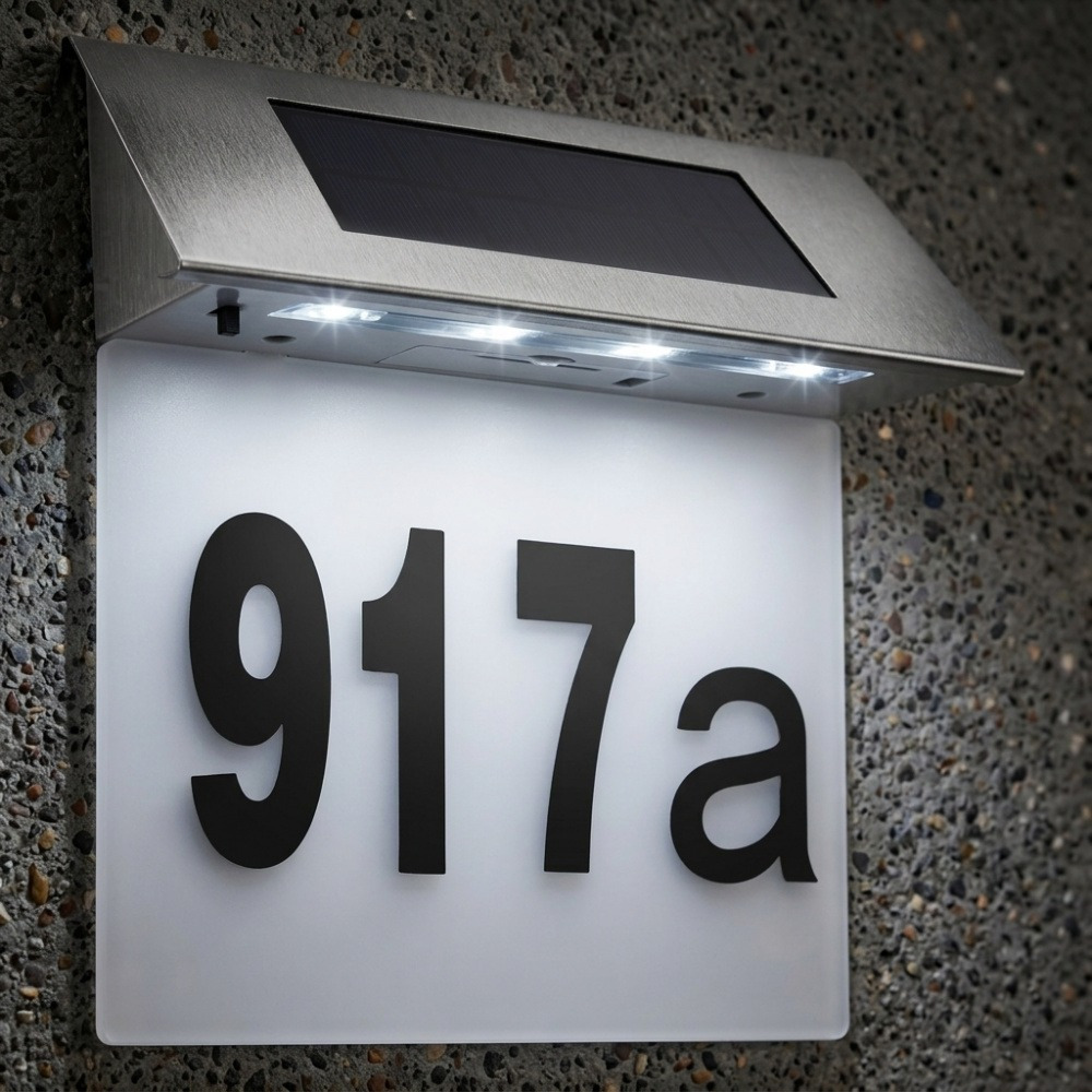 TEMU Stainless Steel House Number Lighting Solar Dusk Sensor Weatherproof 0-9 Numbers A-h Letters House Number Lighting Outdoor Light