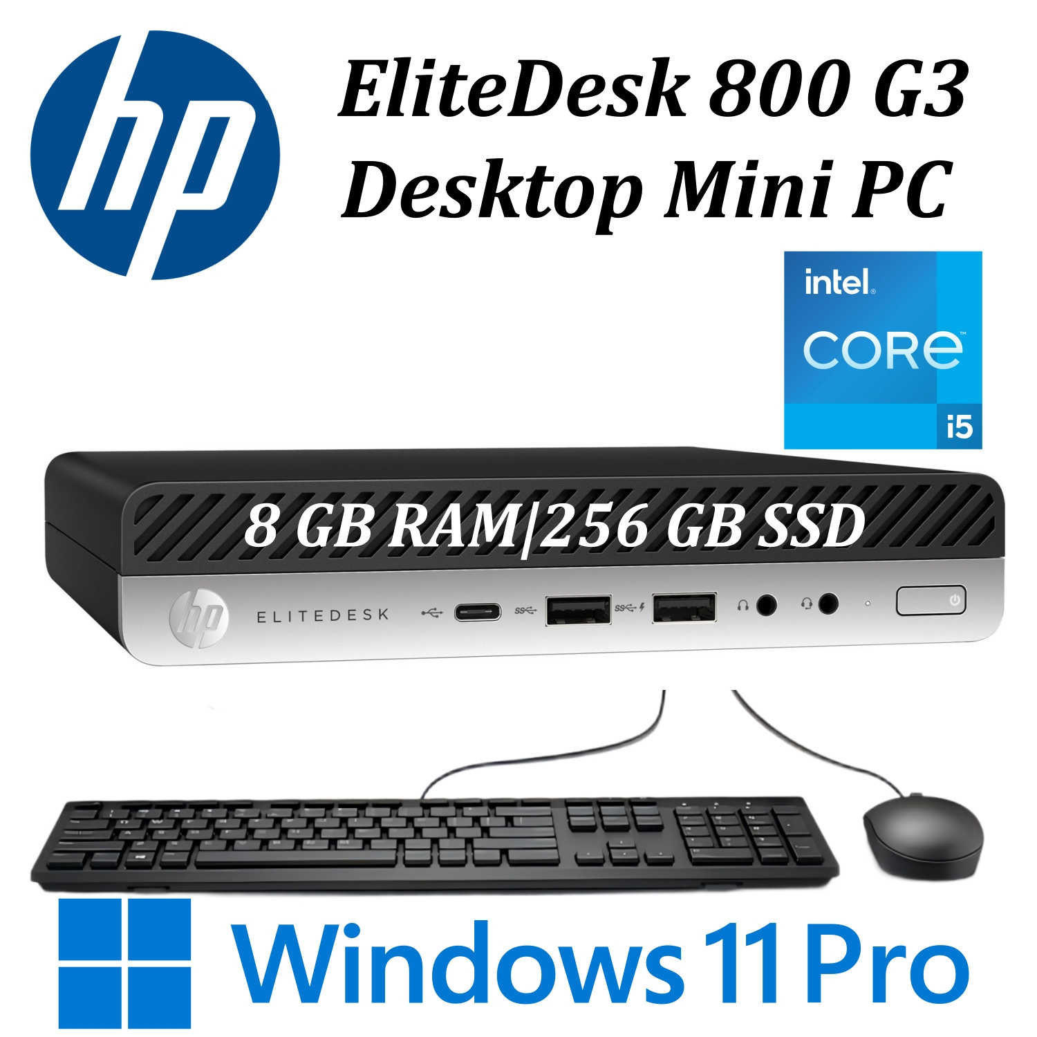 Image of Elitedesk 800 G3 Desktop Mini Pc, -7500t, 8 Gb / 16 Gb , 256 Gb / 512 Gb Ssd, Us Keyboard (), Wifi, Bluetooth, Pro