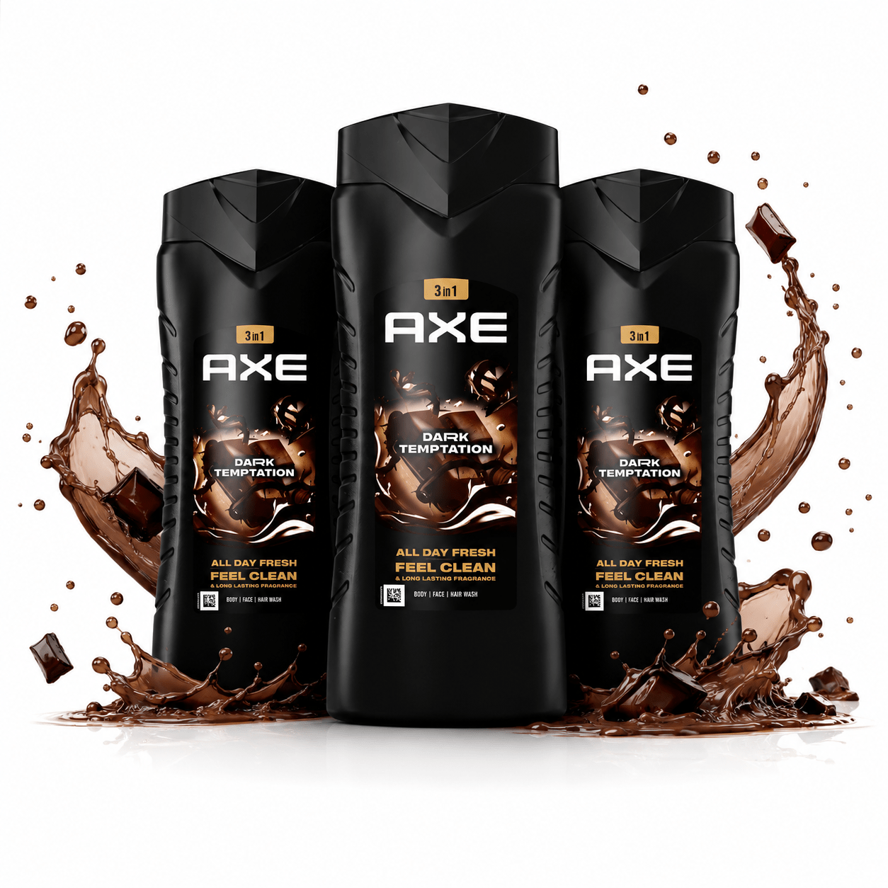 TEMU Pack de 3 Geles de Ducha , 400 ml por Bote (1200 ml), para Cuerpo, Cara y Cabello, con Notas Negro