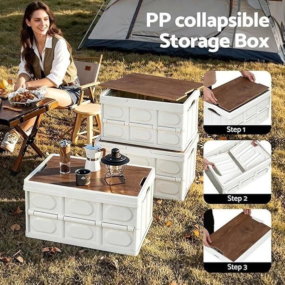 Collapsible Lidded Plastic Storage Boxes, Stackable