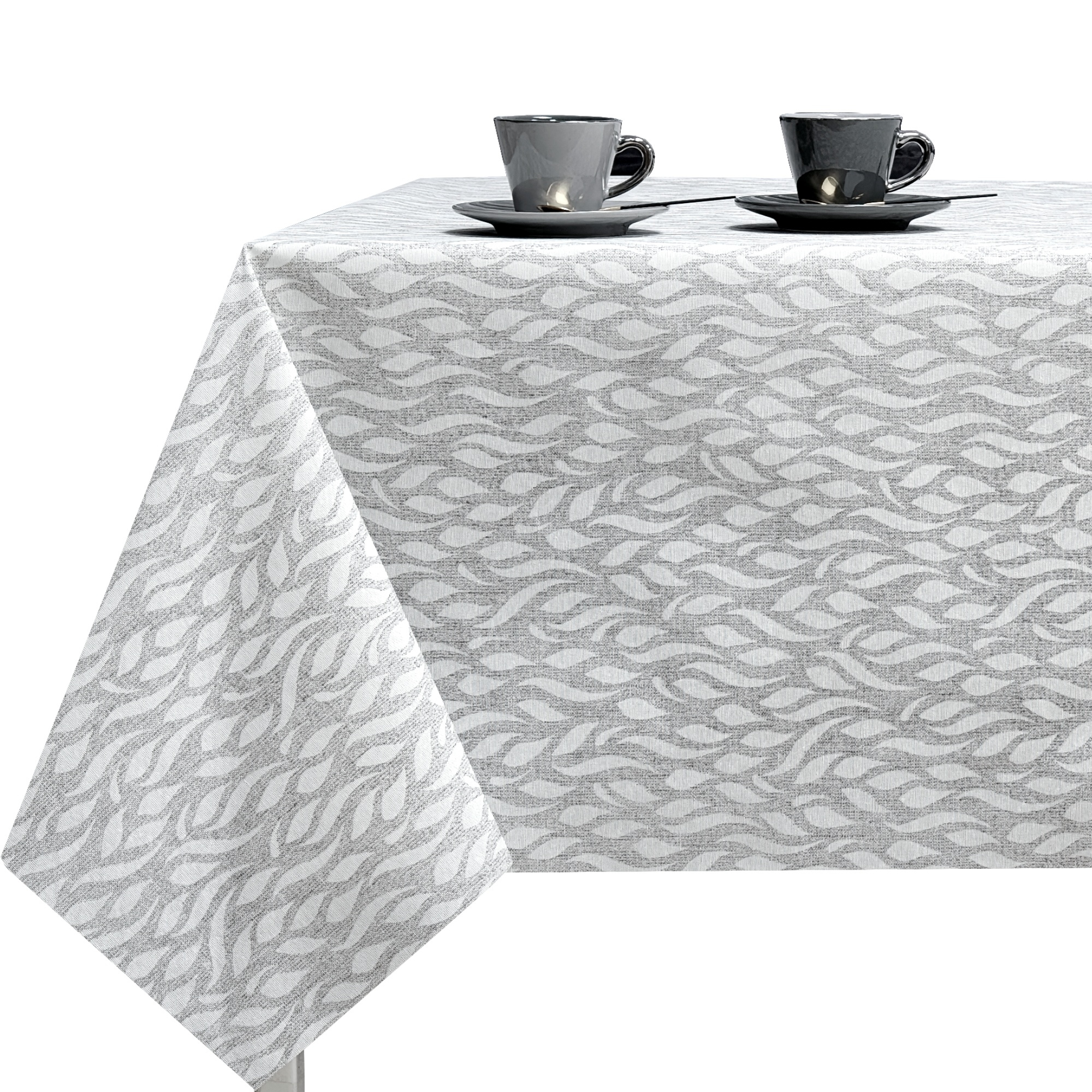 TEMU Mantel de tela resinada antimanchas rectangular, diseño hojas abstractas en , fácil de limpiar, ideal para cocina y comedor