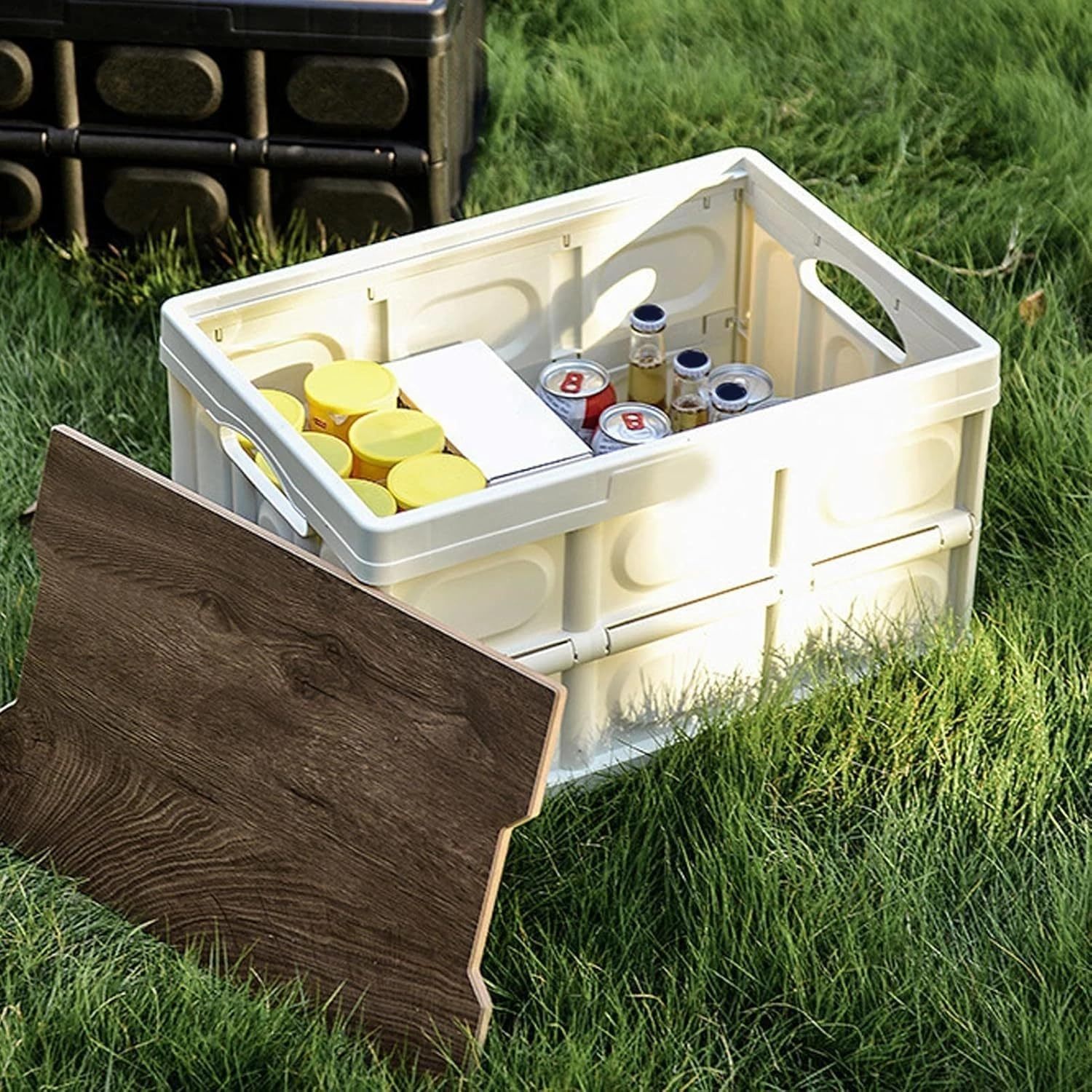 Collapsible Lidded Plastic Storage Boxes, Stackable