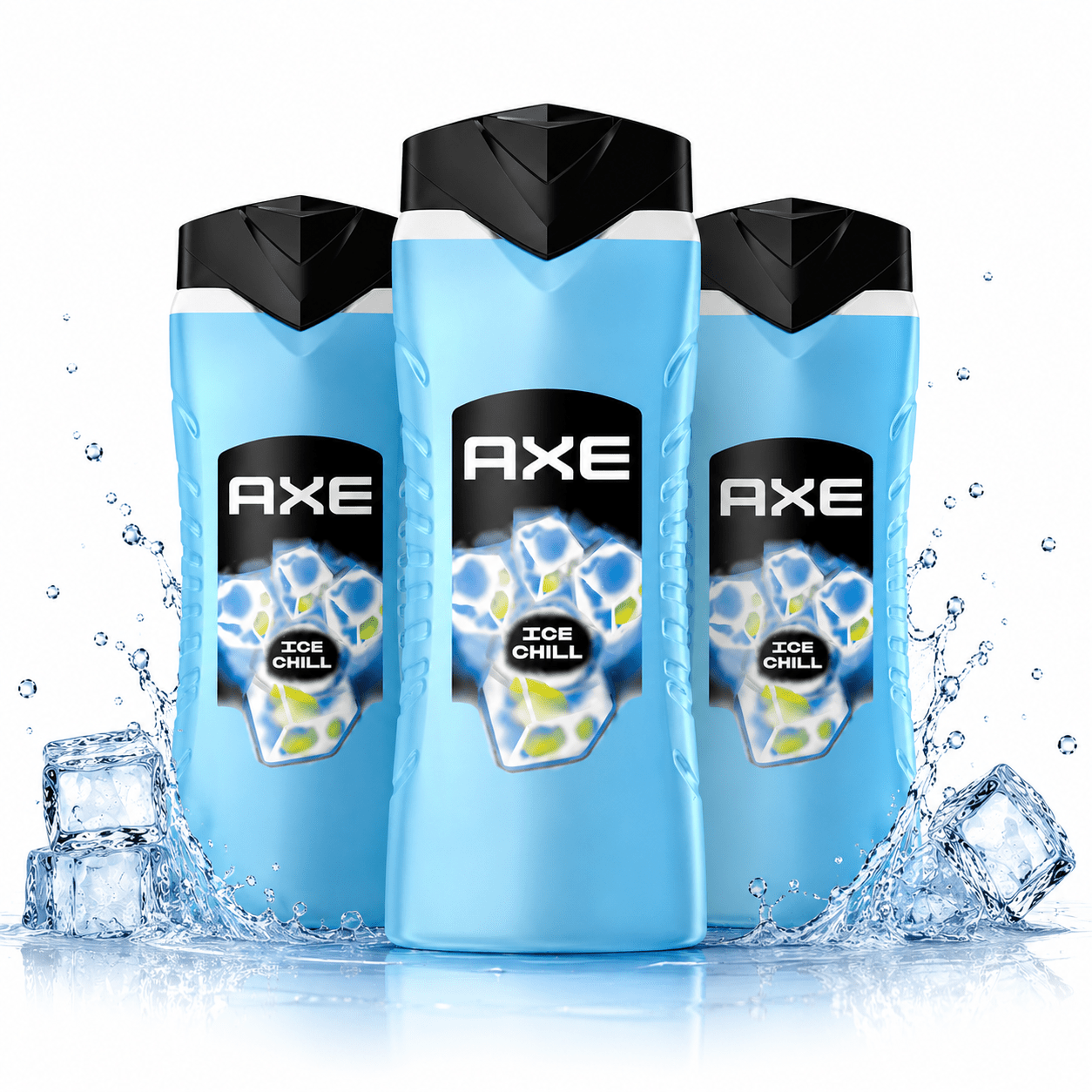 TEMU Pack de 3 Geles de Ducha AXE , 400 ml por Bote (1200 ml), para Cuerpo, Cara y Cabello, de Larga Duración