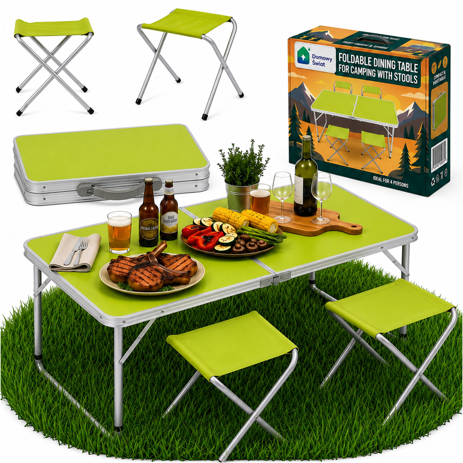 TEMU ENSEMBLE DE TABLE Pliante Touristique TABLE DE CAMPING 4 CHAISES VALISE NOIRE