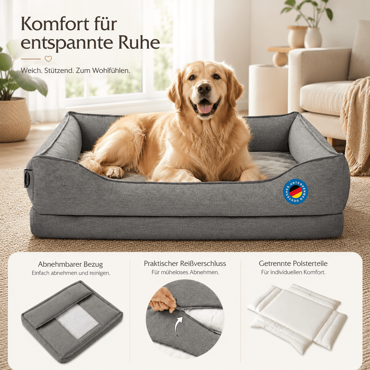 Dog Bed With Egg-shaped Foam, Thick Mattress & Soft Edging, Removable Cover, Comfortable Dog Basket For Small To Large Dogs, M/l/xl/xxl