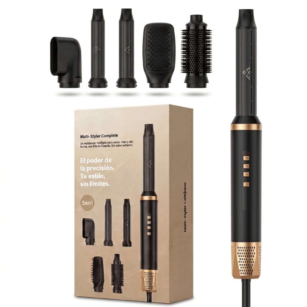 TEMU Secador de pelo 5 en 1 ionizante profesional | Cepillo de Aire 5 en 1 con Tecnología Iónica , Secador y Moldeador Profesional, 3000W, Iones,