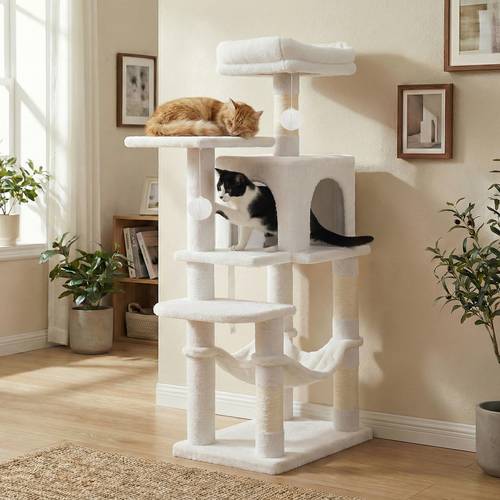 kattenboom voor binnenkatten, kattenmeubel met meerdere niveaus, 4 krabpalen, 2 ligplatforms en een