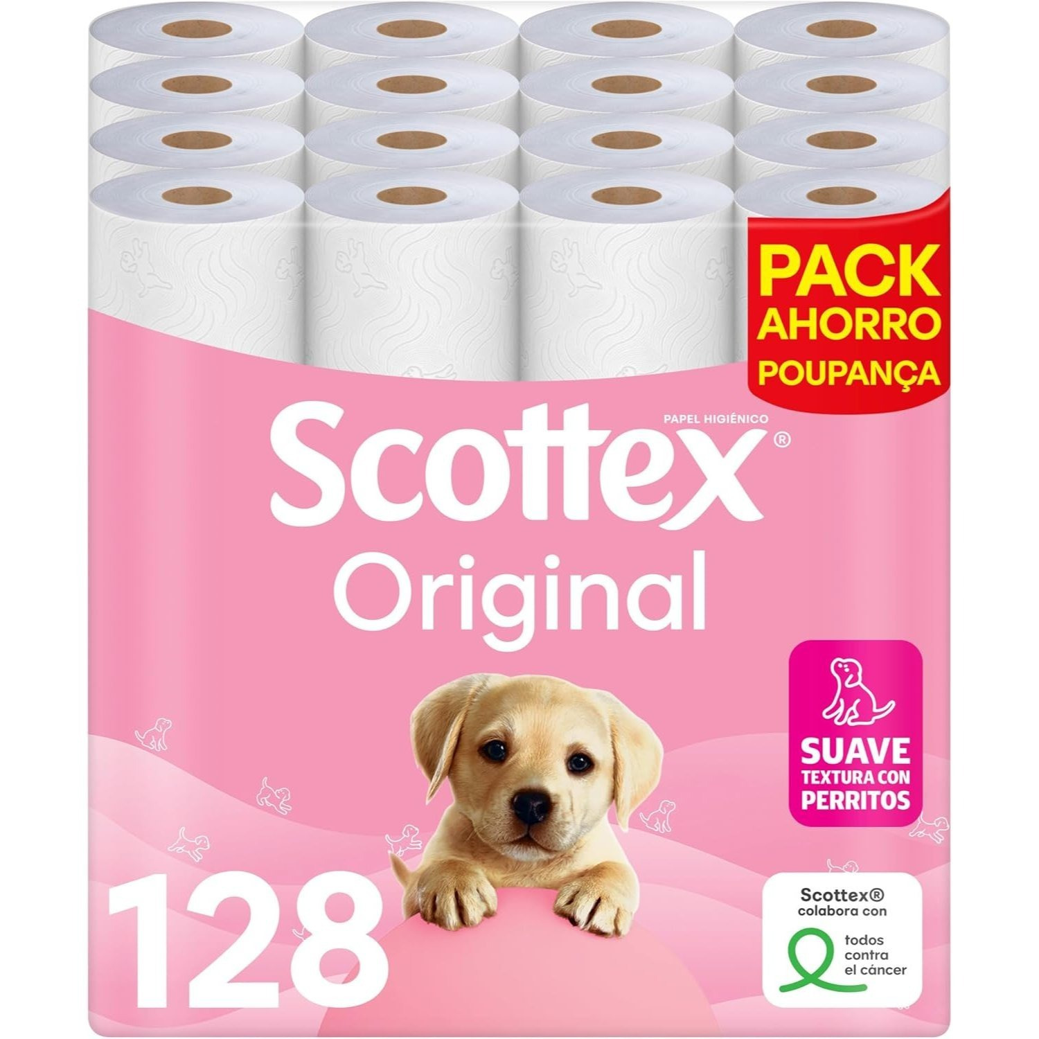 TEMU Scottex Original Papel higiénico, 128 rollos, 4 packs de 32 rollos dos capas que proporcionan el adecuado en suavidad y resistencia
