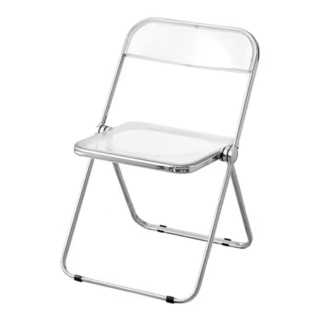 TEMU Acrylic Folding Chair With Transparent Seat And Backrest, Minimalist Photography Stool For Clothing Stores, Makeup & Dining Chair For Home Use