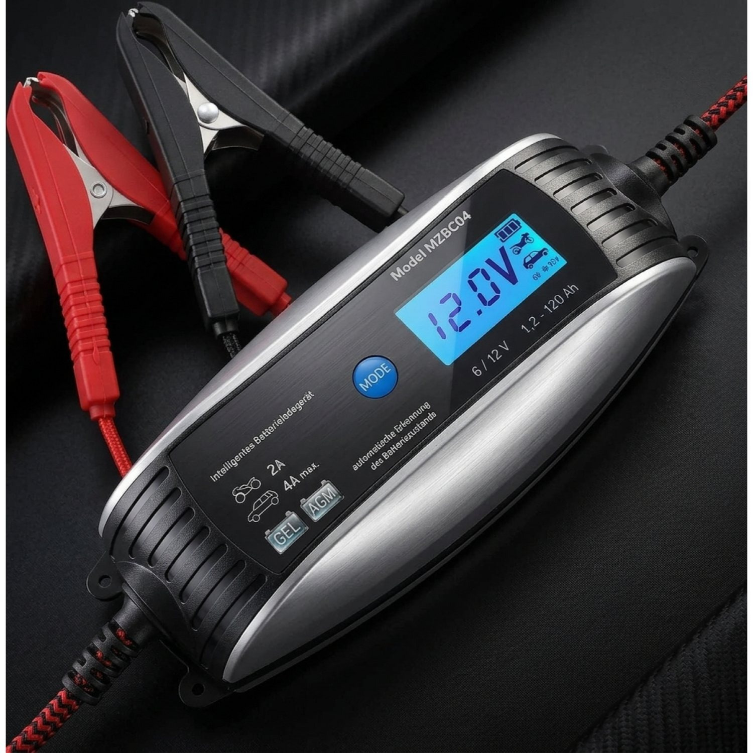 Image of Fully Automatic 6v 12v Car Battery Charger With Lcd Screen, Temperature , And Intelligent Maintenance Charging For Cars And Motorcycles