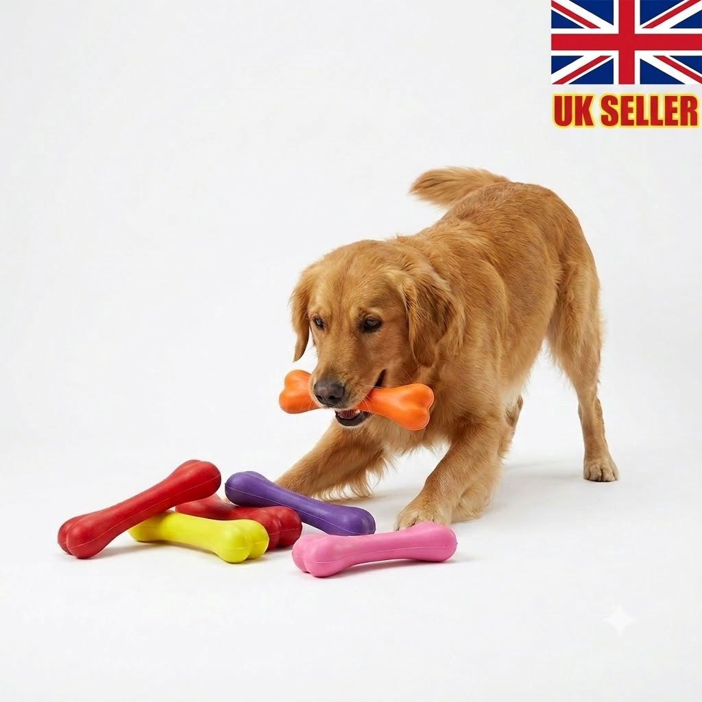 Dog Bone Solid Rubber Pet Toy, Classic Design