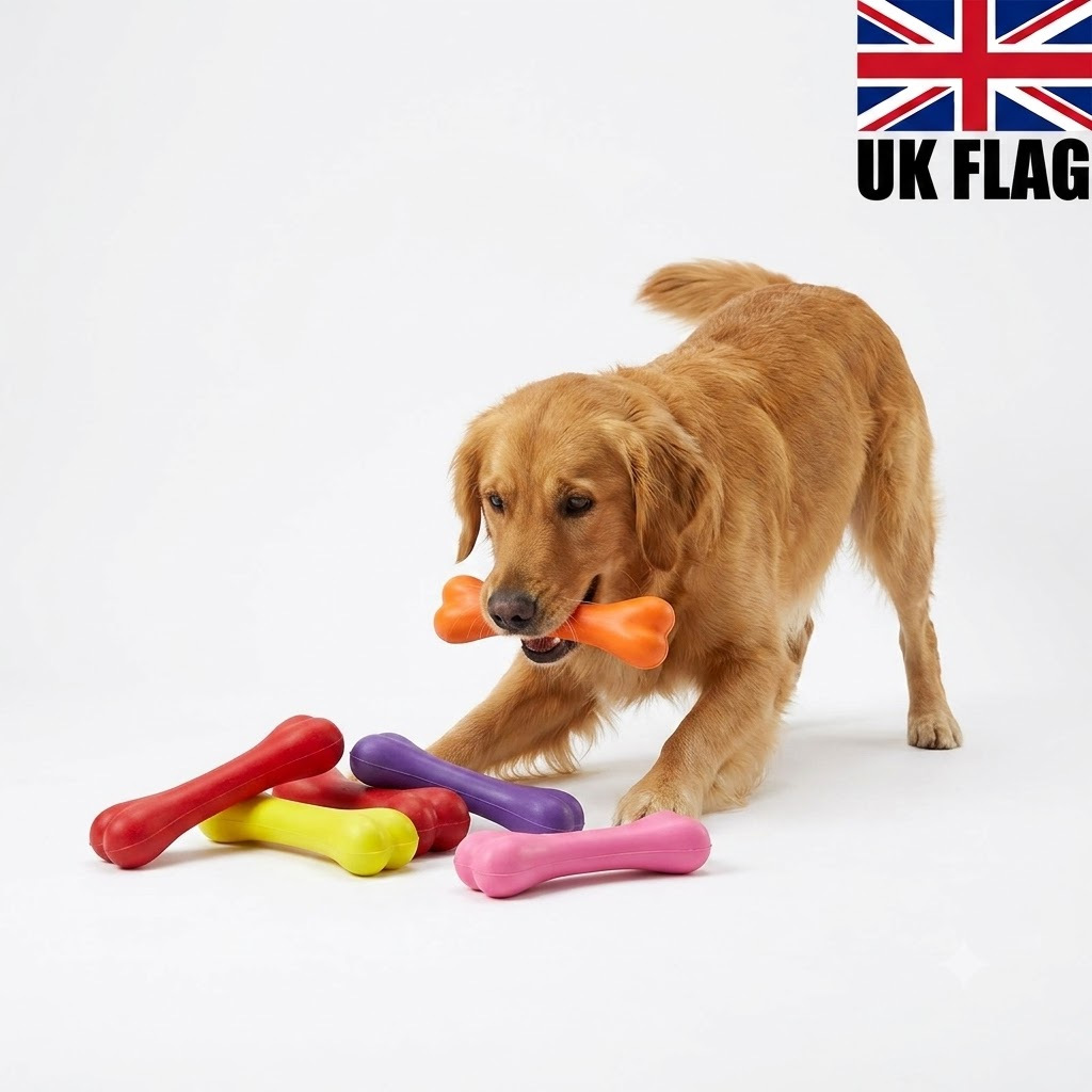 Dog Bone Solid Rubber Pet Toy, Classic Design