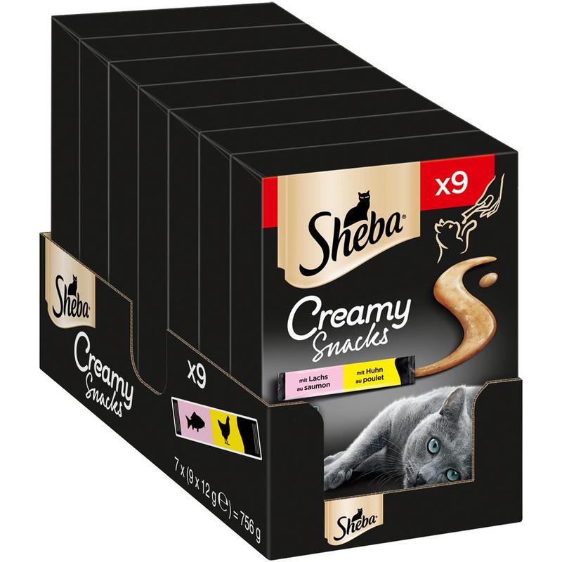 Image of Sheba® Creamy Snacks Pouch With Chicken And Salmon 7 X 9 X 12g