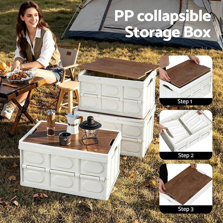 Collapsible Lidded Plastic Storage Boxes, Stackable