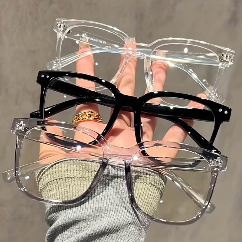 TEMU 3 Pairs Of Unisex Glasses - Stylish Campus Look, Clear Black Frame, Face-flattering Design