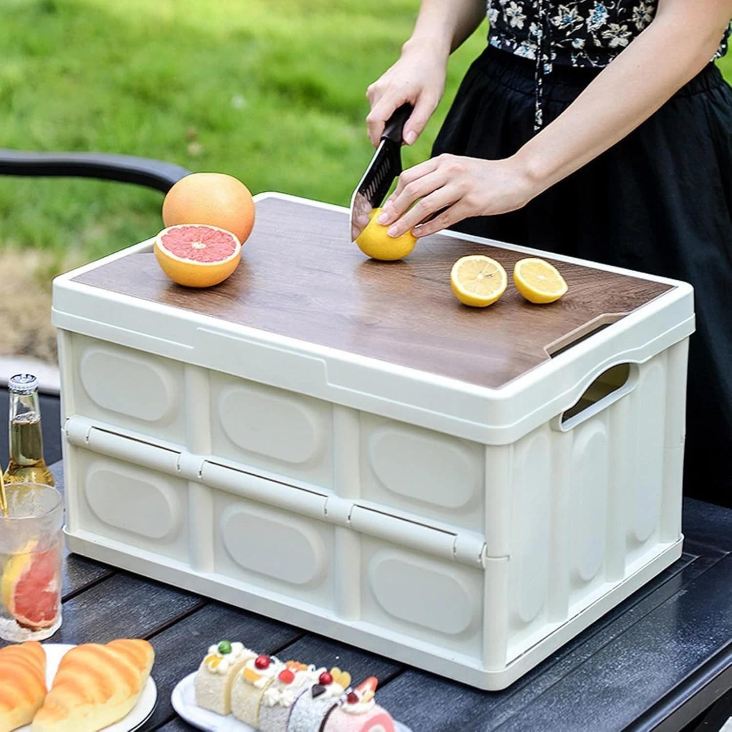 Collapsible Lidded Plastic Storage Boxes, Stackable