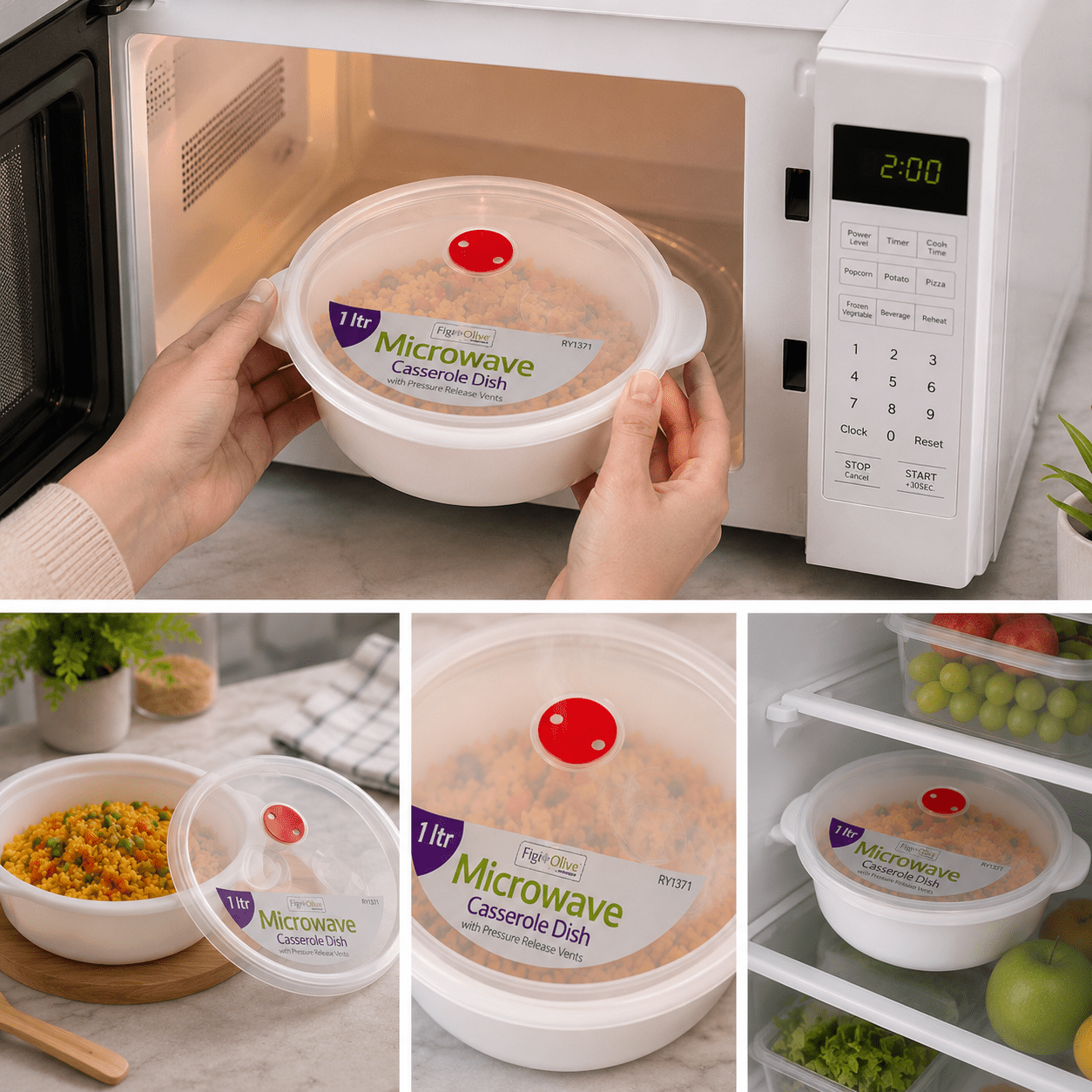 Microwaveable Casserole Dish - Clear: retailer-supplied image